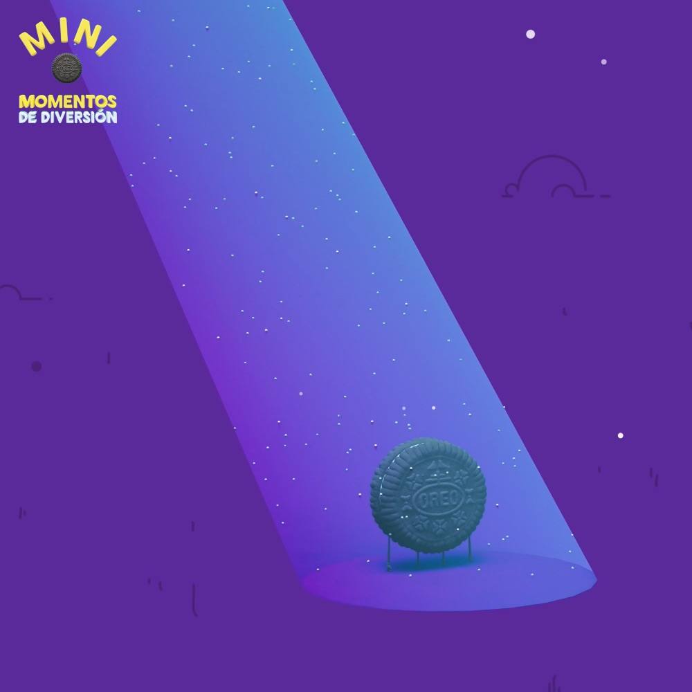 Una galletita Oreo bajo el haz de luz de un ovni