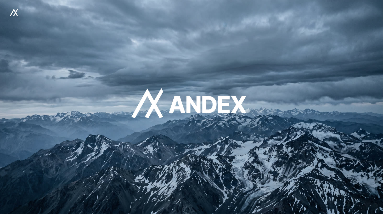 Key visual de Andex con la cordillera