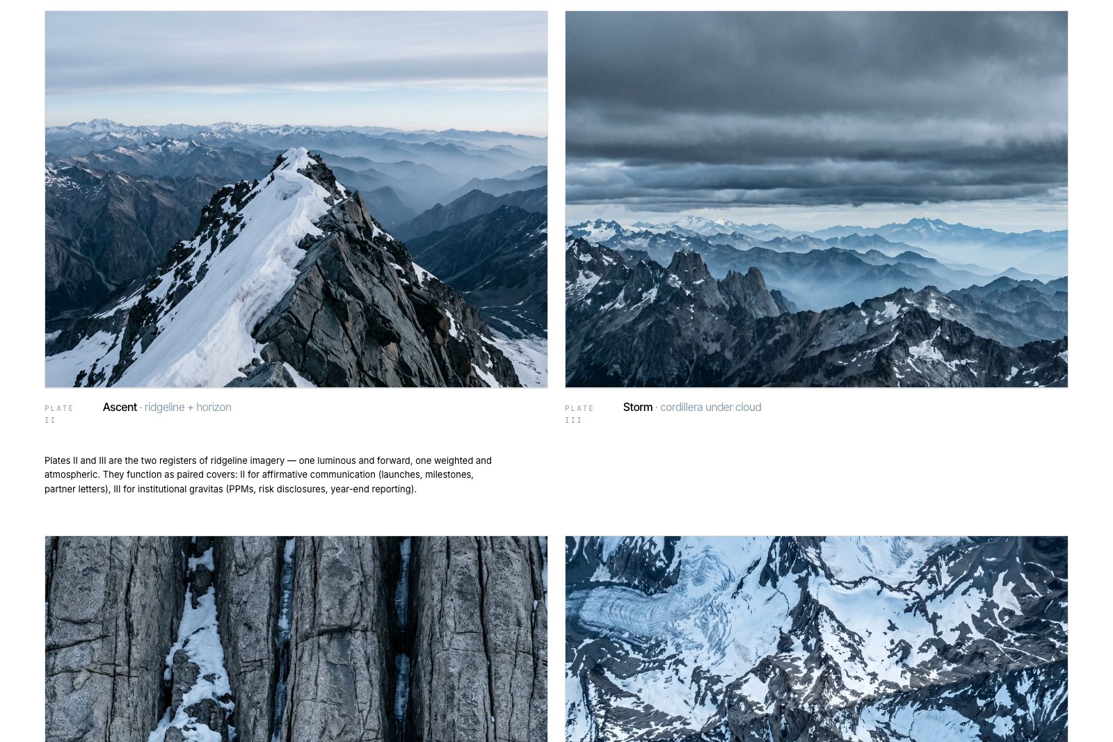 Página del BrandBook de Andex: planos fotográficos