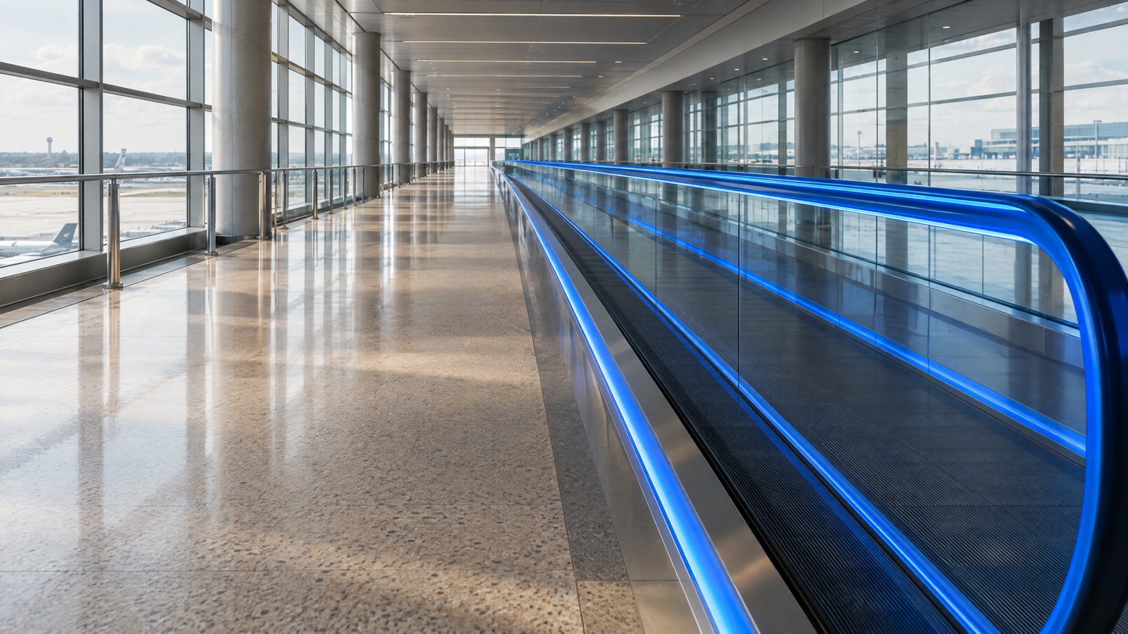 El oso caminando por el aeropuerto