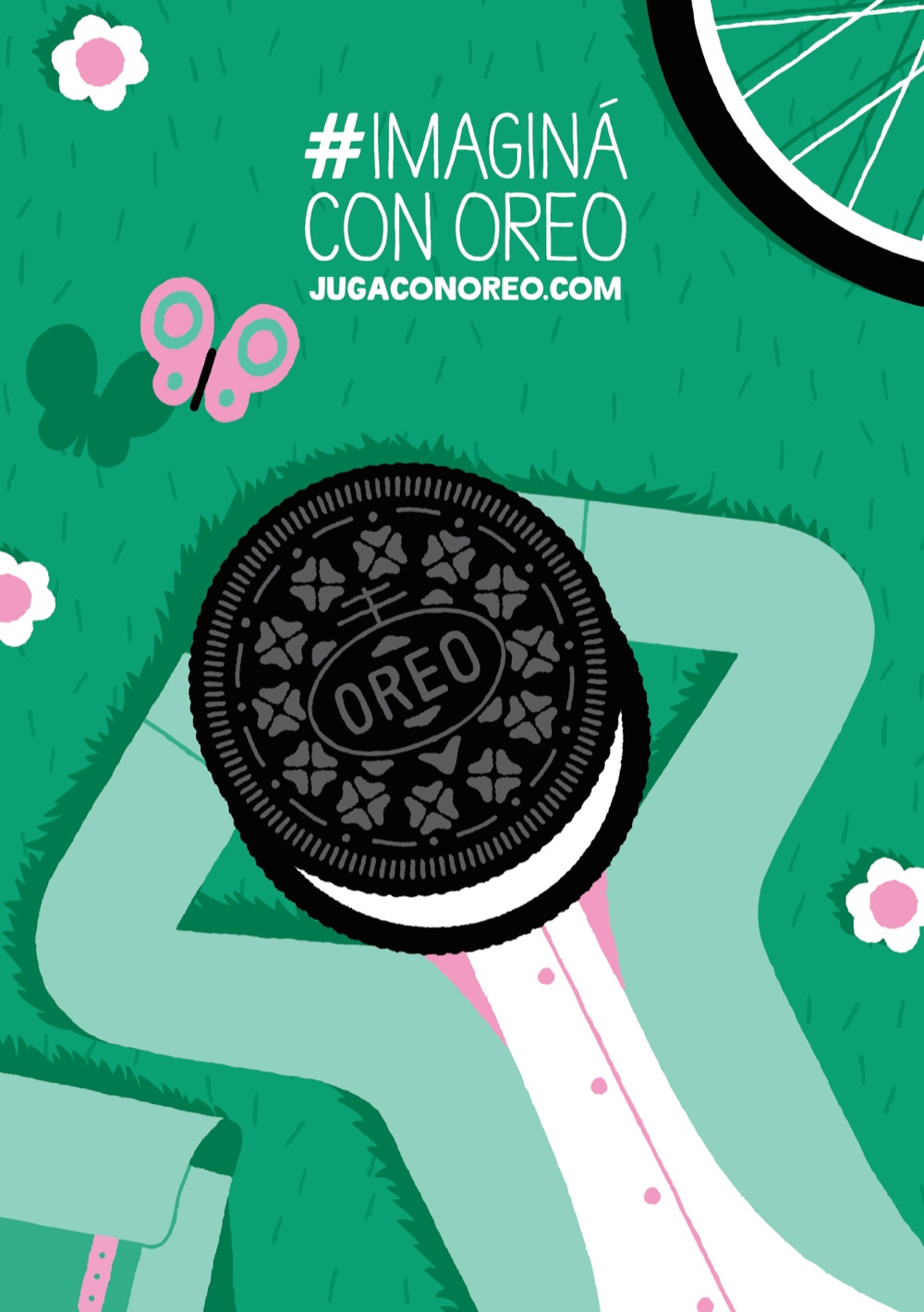 Póster ilustrado de Jugá con Oreo: imagina