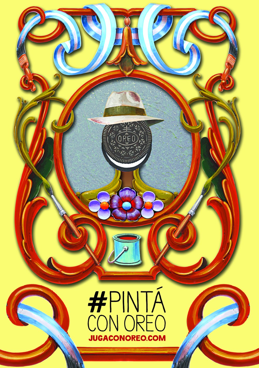Póster ilustrado de Jugá con Oreo: pinta