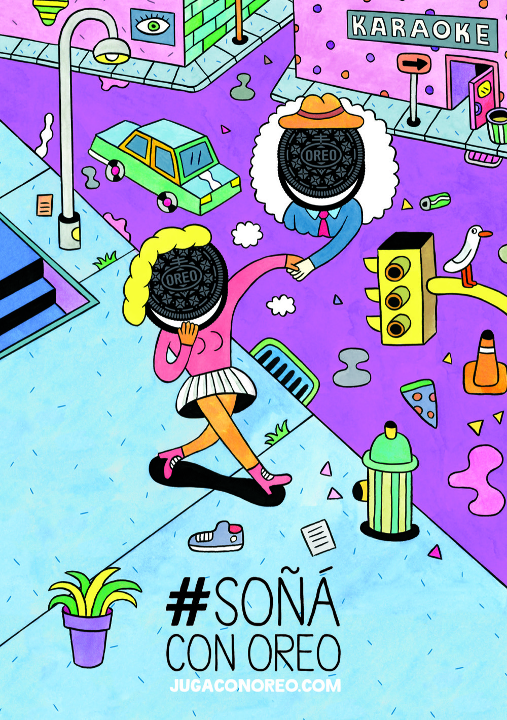 Póster ilustrado de Jugá con Oreo: sona